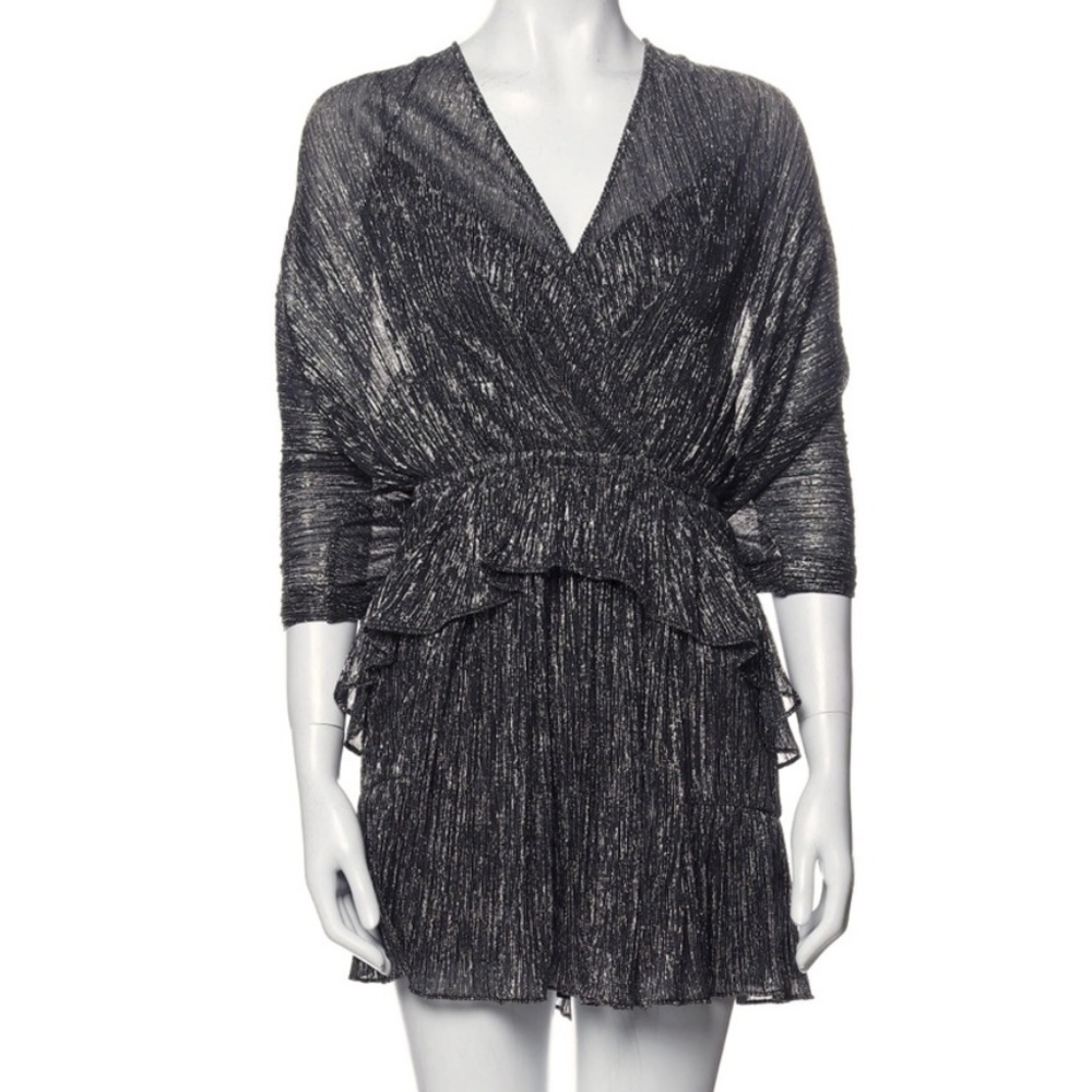 IRO plunge metallic mini dress